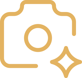 Icon of a camera with a sparkle nearby