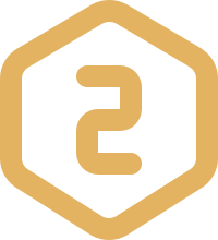 Number 2 inside a gold hexagon