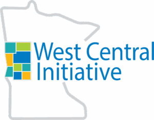 West Central Initiative logo with a stylized colorful map outline of Minnesota.