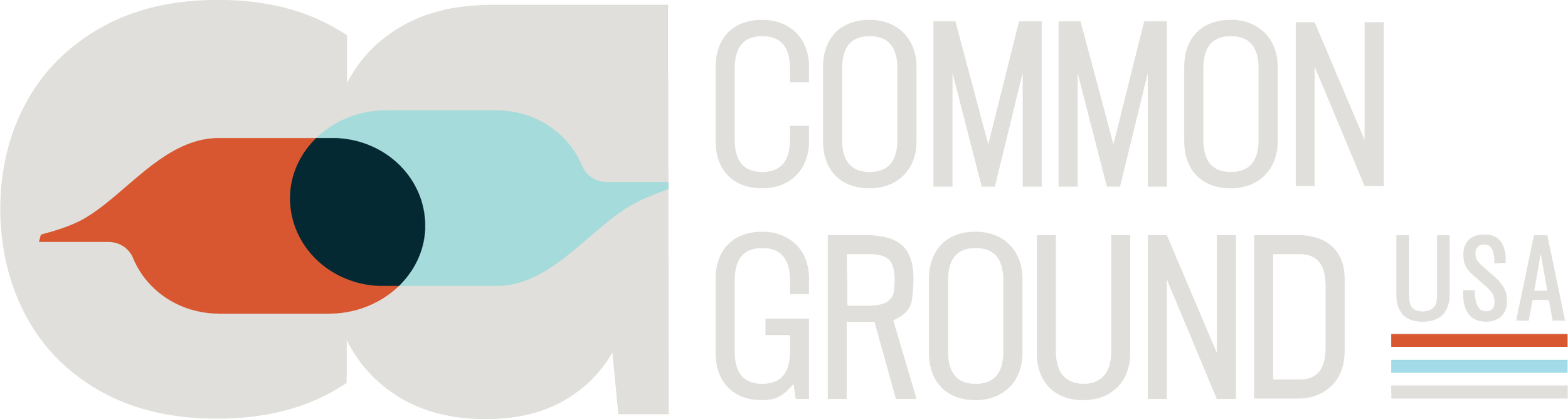 Logo of Common Ground USA with stylized speech bubbles in orange, dark teal, and light blue, alongside the organization's name in bold, gray text.