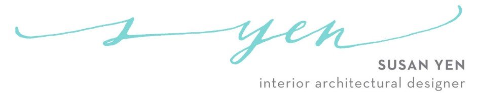 Business card with the name 'Susan Yen,' who is an interior architectural designer, in elegant script and modern font.