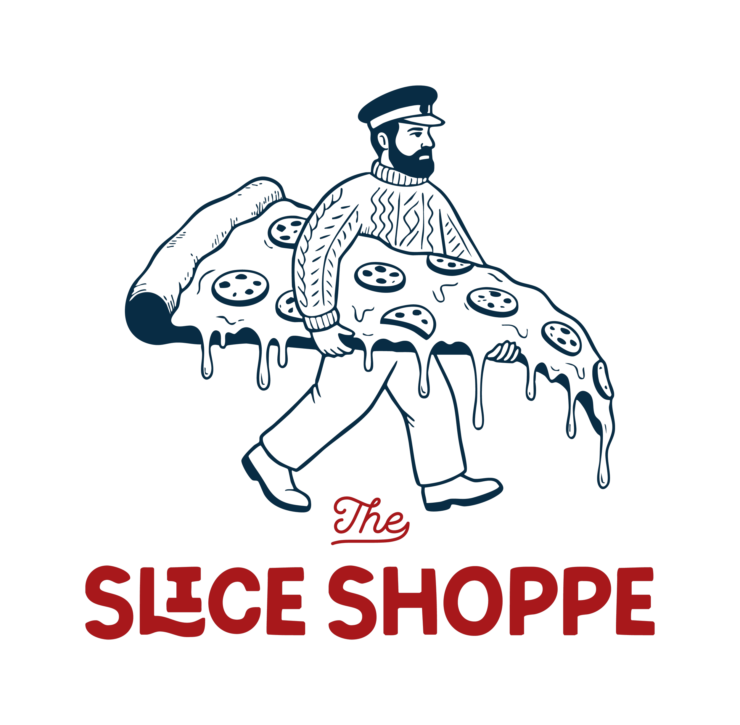 A line drawing of a man with a beard wearing a military cap and sweater, walking on a new piece of land with a shovel, overlaid with text 'The' and 'Site Shopper' in red.