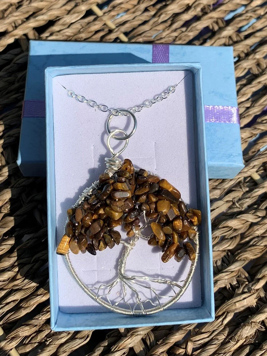 Golden Tigers Eye Tree of Life Necklace