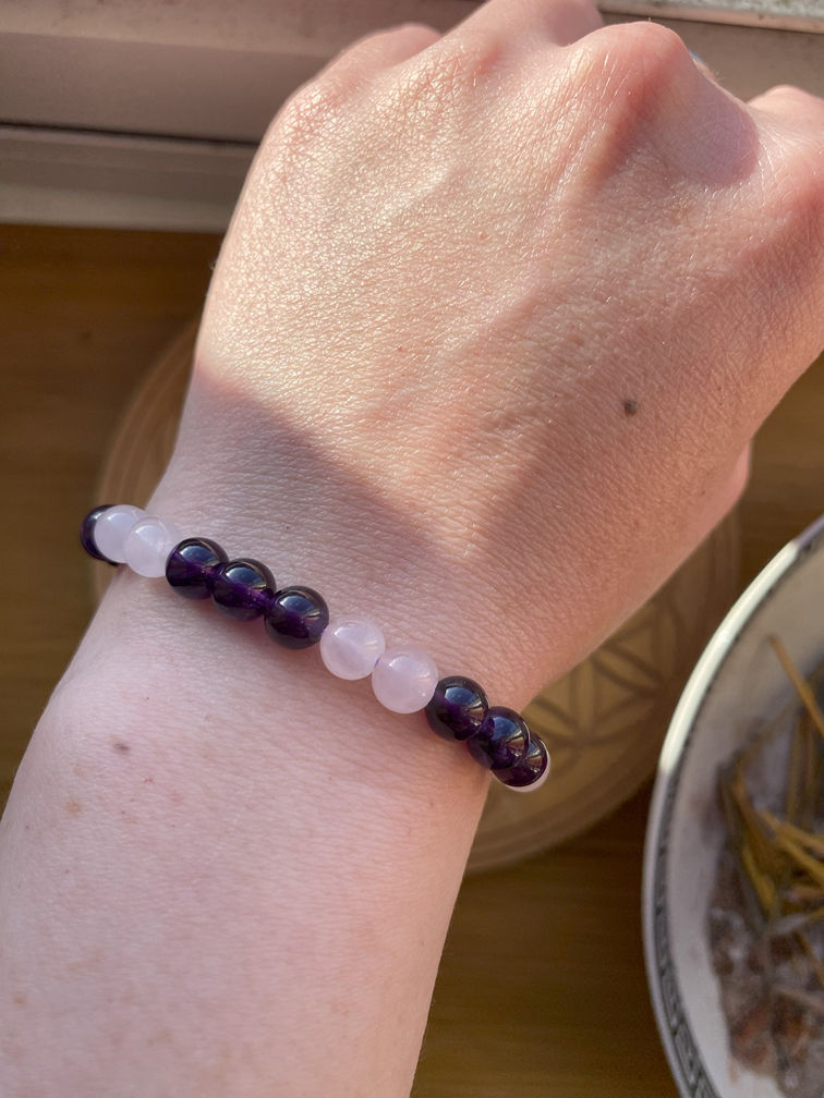 Amethyst & Rose Quartz Adjustable Bracelet
