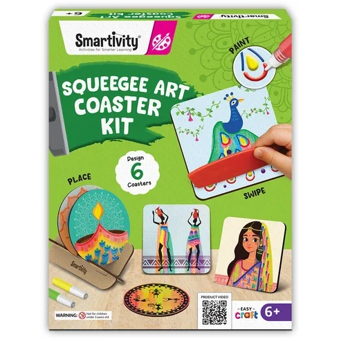 Squeegee Art Coaster Kit | 6-8 years | DIY Activity Kit