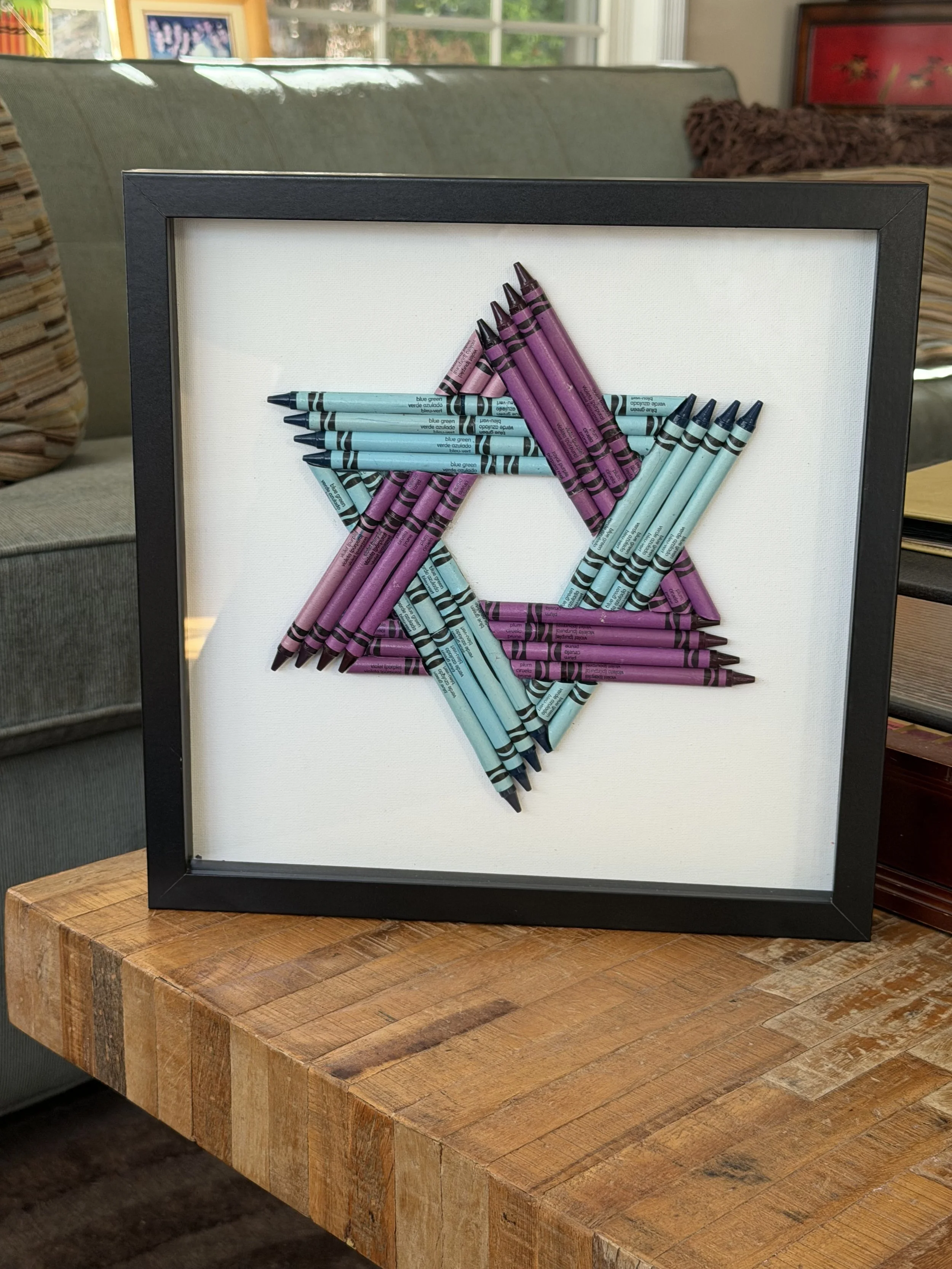 Masha Dasha 12x12 Judaica Jewish Star Blue/Purple Crayons