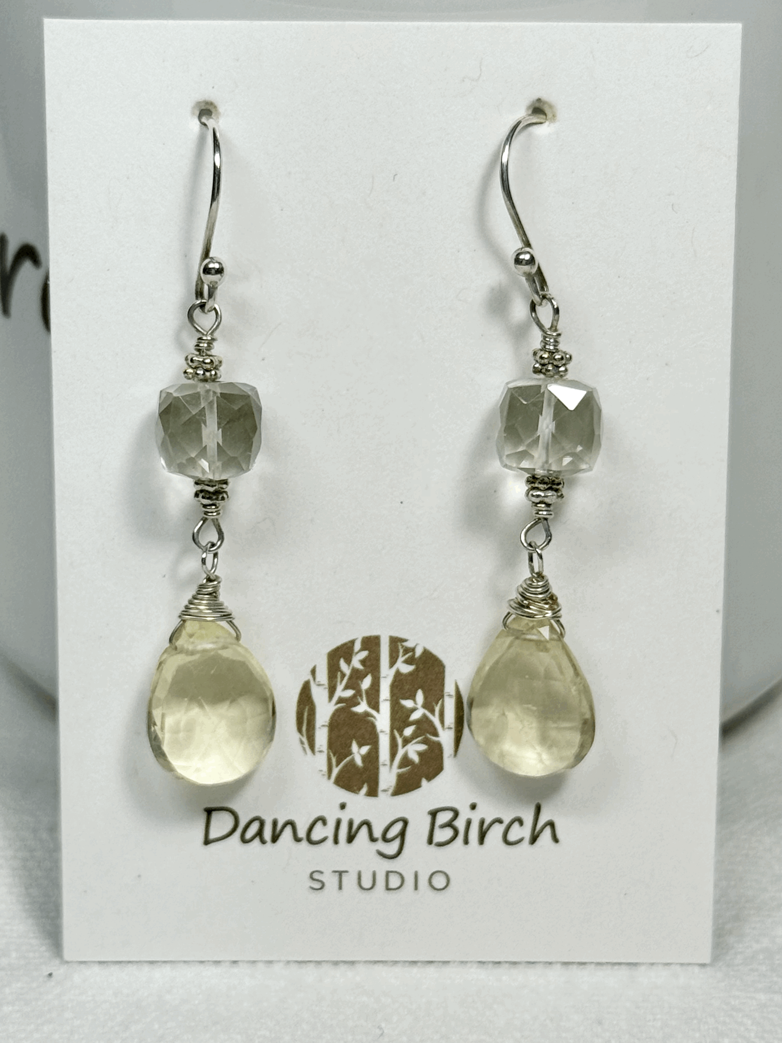 Dancing Birch Studios earrings - lemon quartz