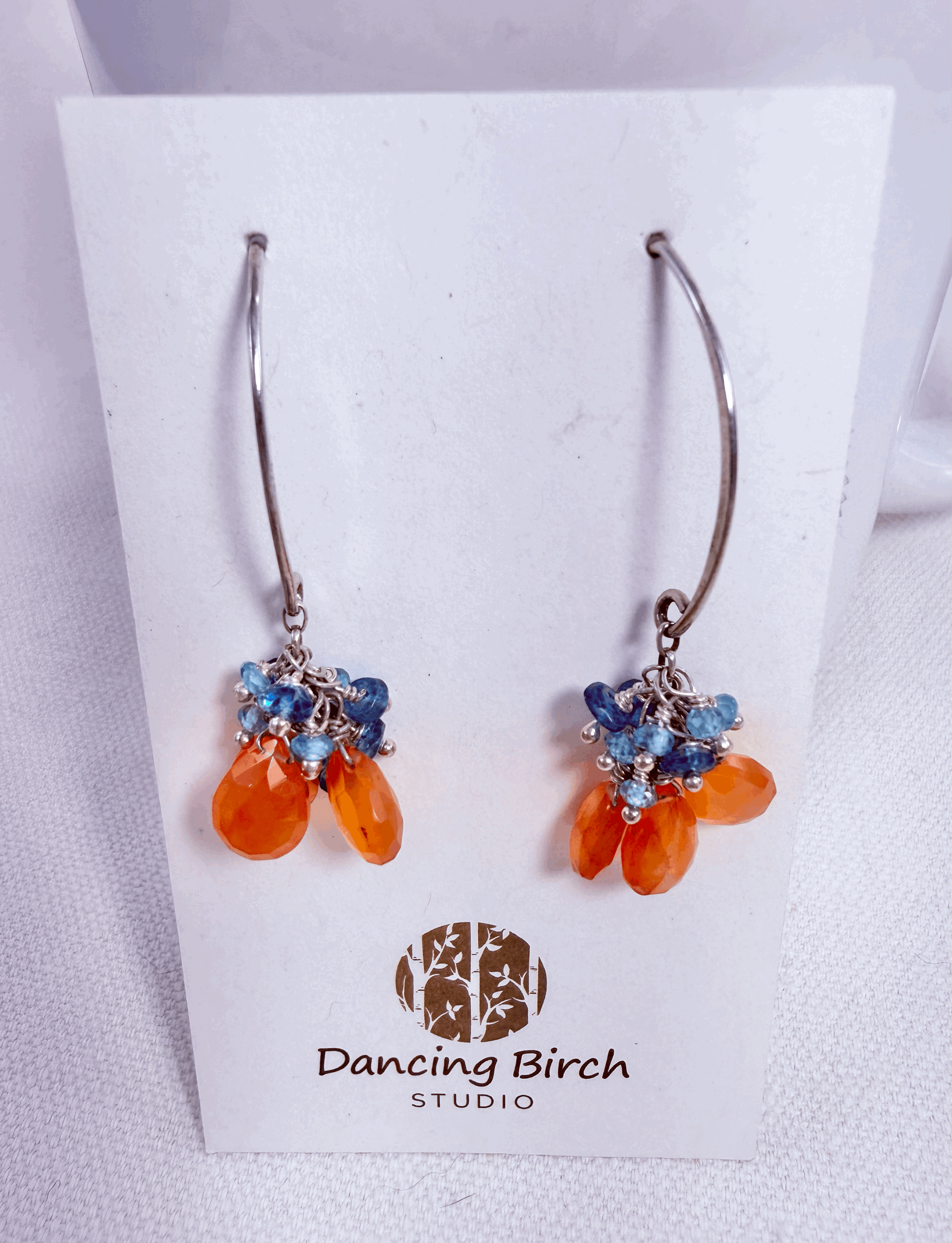 Dancing Birch Studios earrings - orange agate