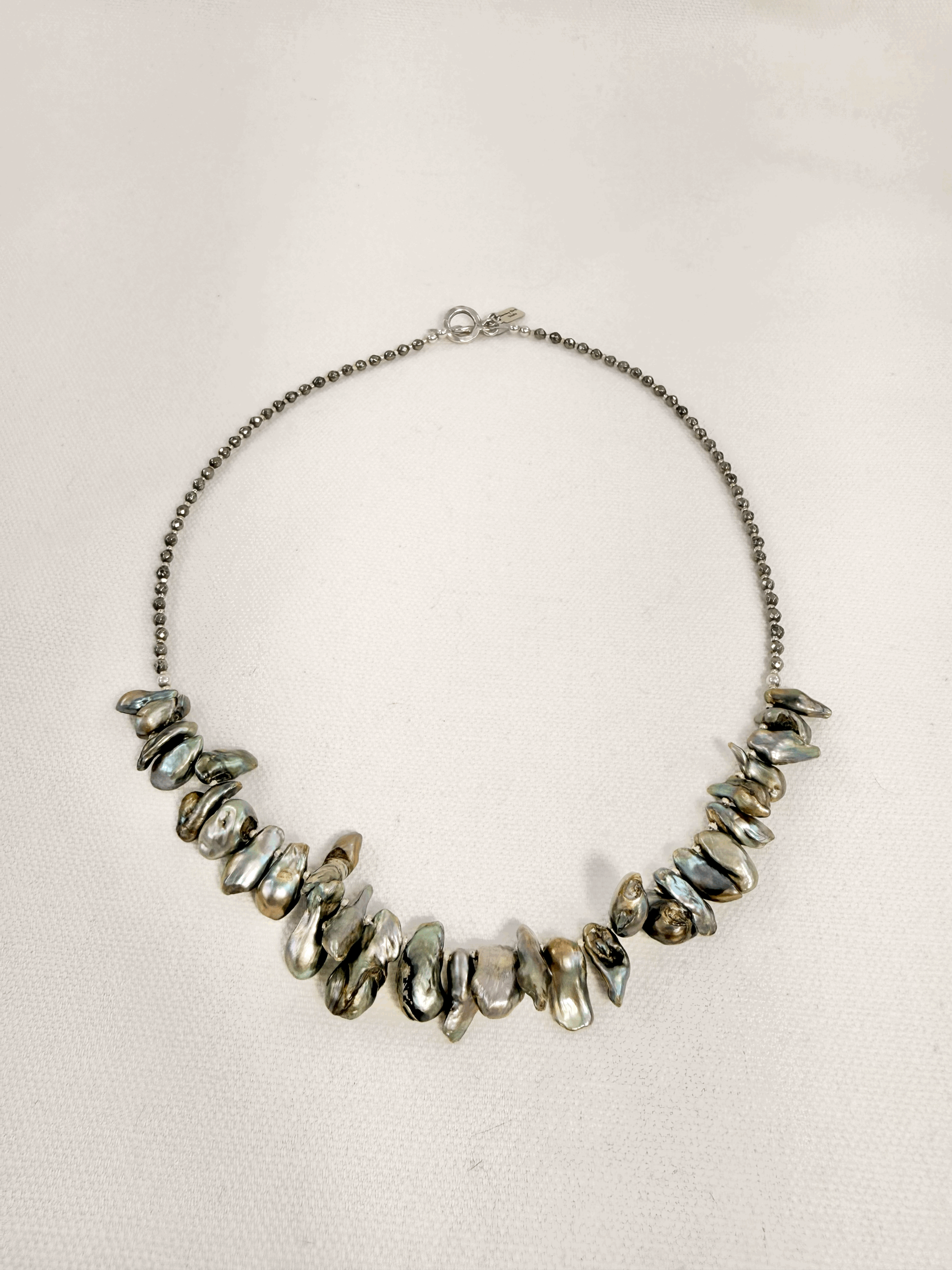 Dancing Birch Studios Necklace - olive blister pearl short