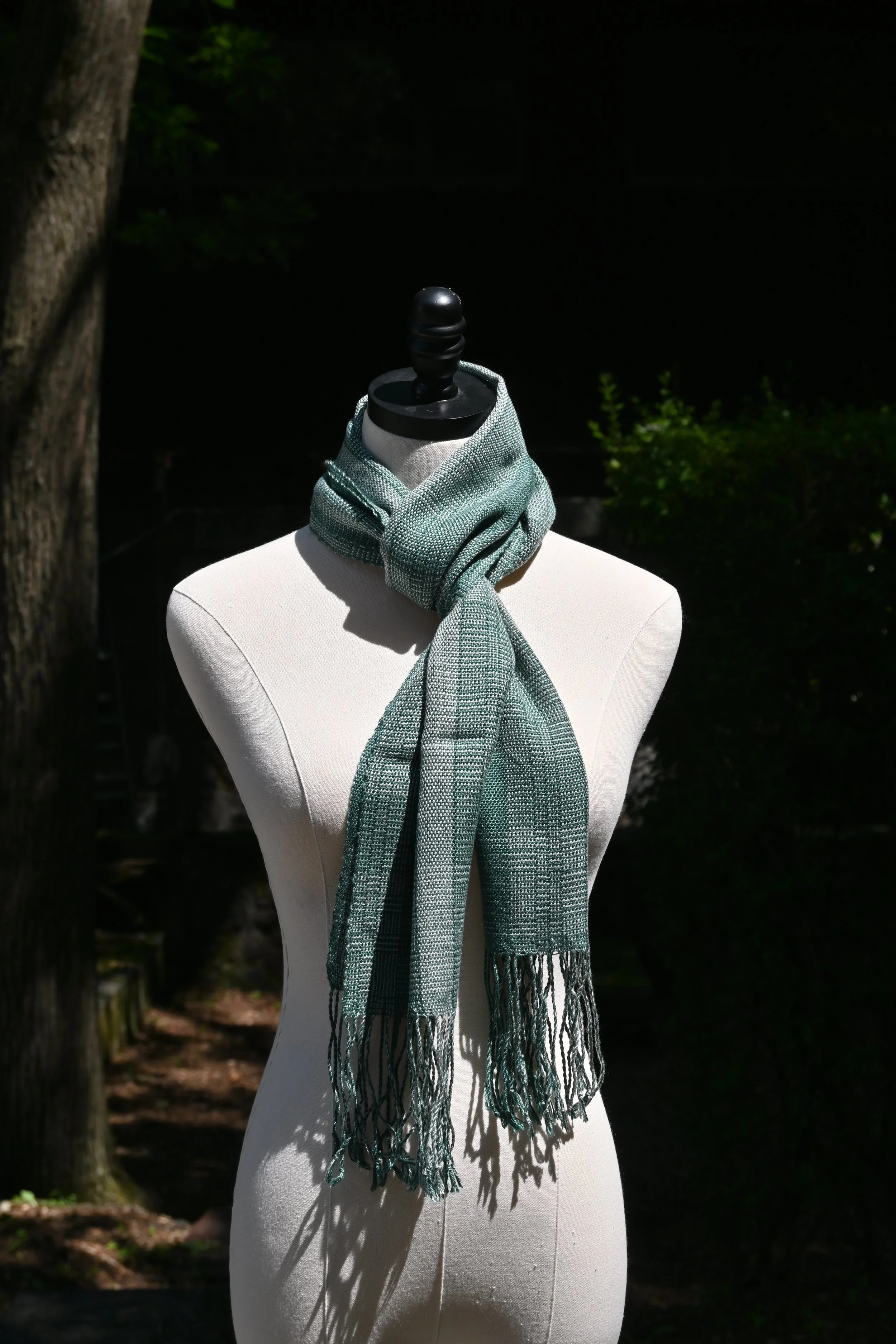 log cabin tencel scarf green (1).JPG