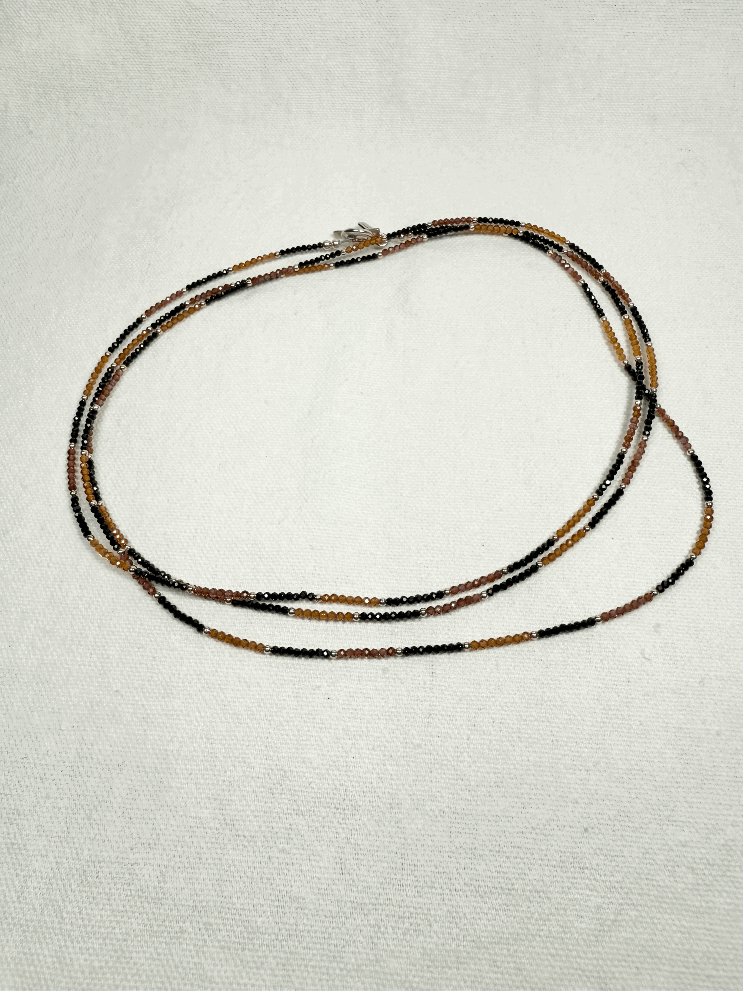 Dancing Birch Studios Necklace - black spinel, red & hessonite garnet long
