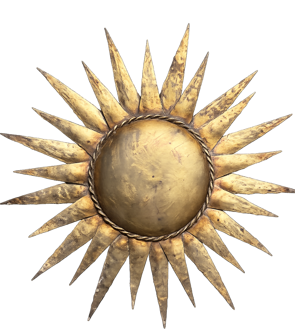 Decorative sun motif used in Red Sun Moon bar live music venue branding.