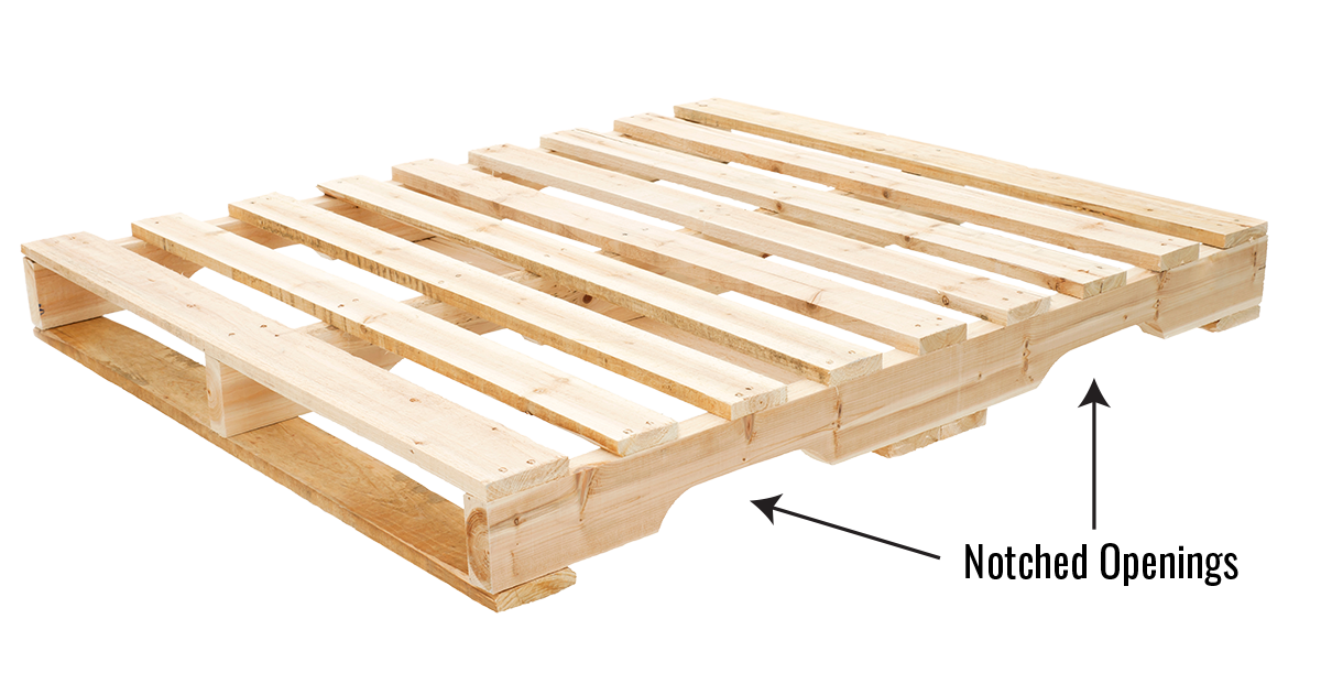 stringer pallet with diagram showing notched openings