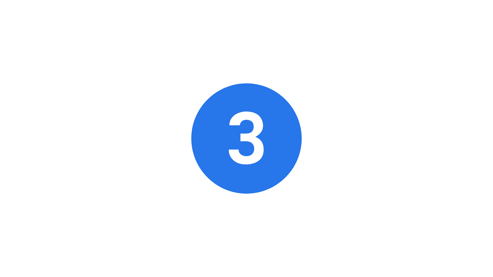 Number three icon with a blue circle and a white number 3 inside.