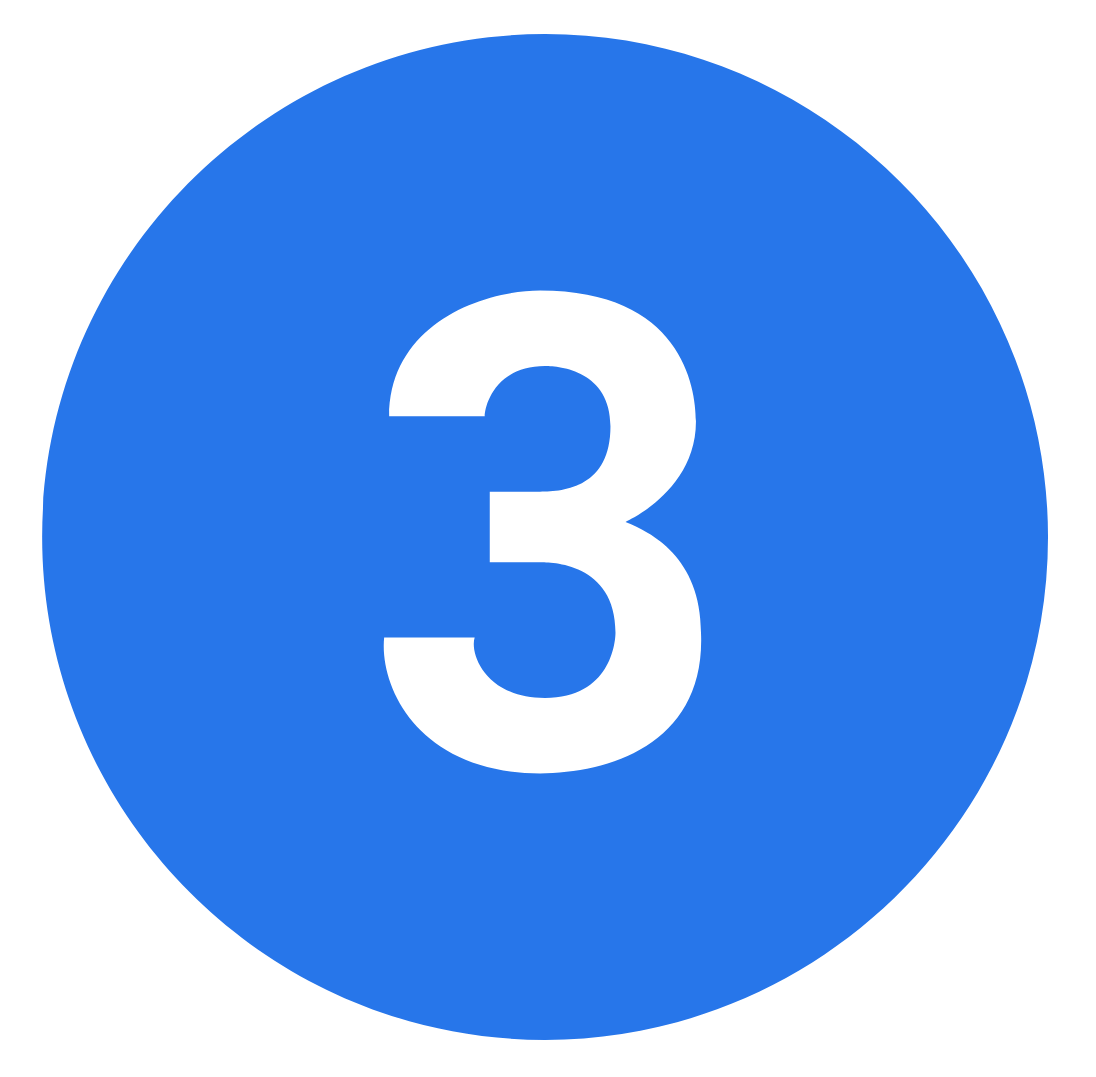 Blue circle with a white number 3 in the center.