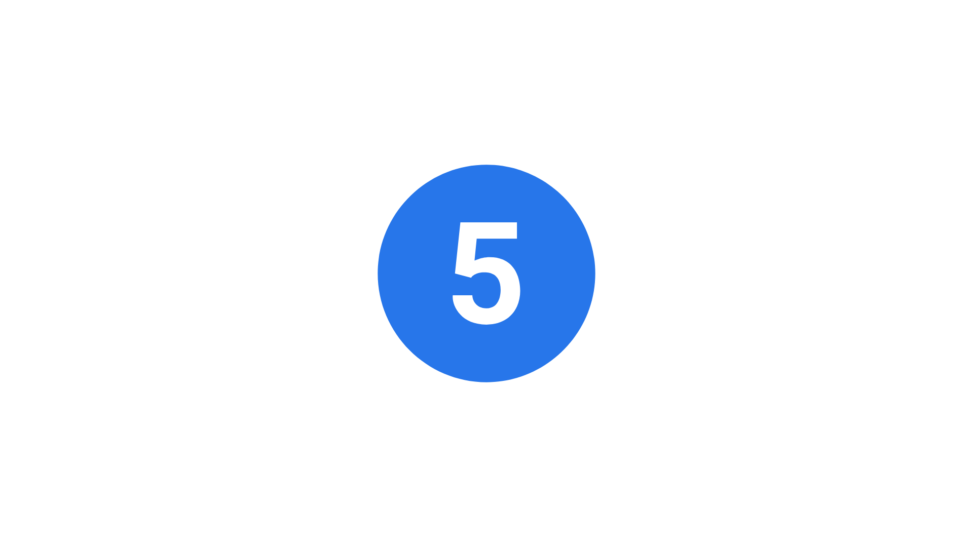 Number five icon with a blue circle, and a white 5.