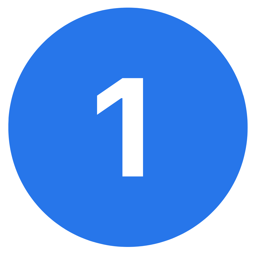 Blue circle with a white number 1 in the center.