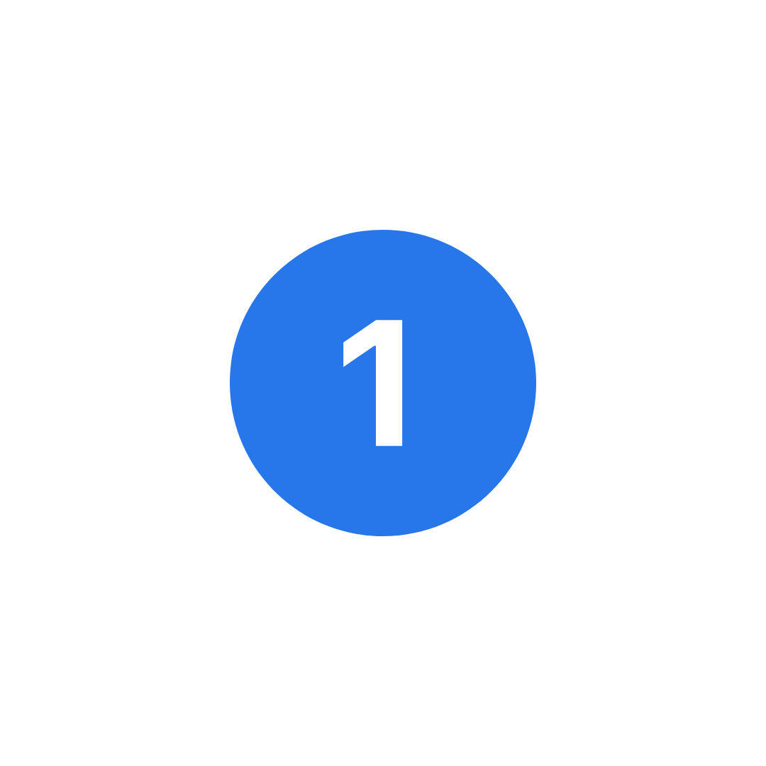 Blue circle with a white number 1 in the center.