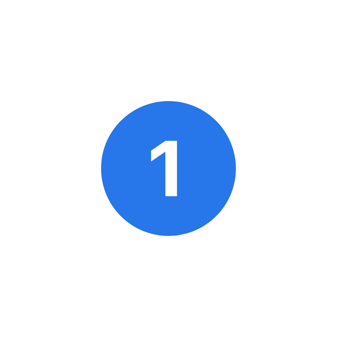Blue circle with a white number 1 in the center.