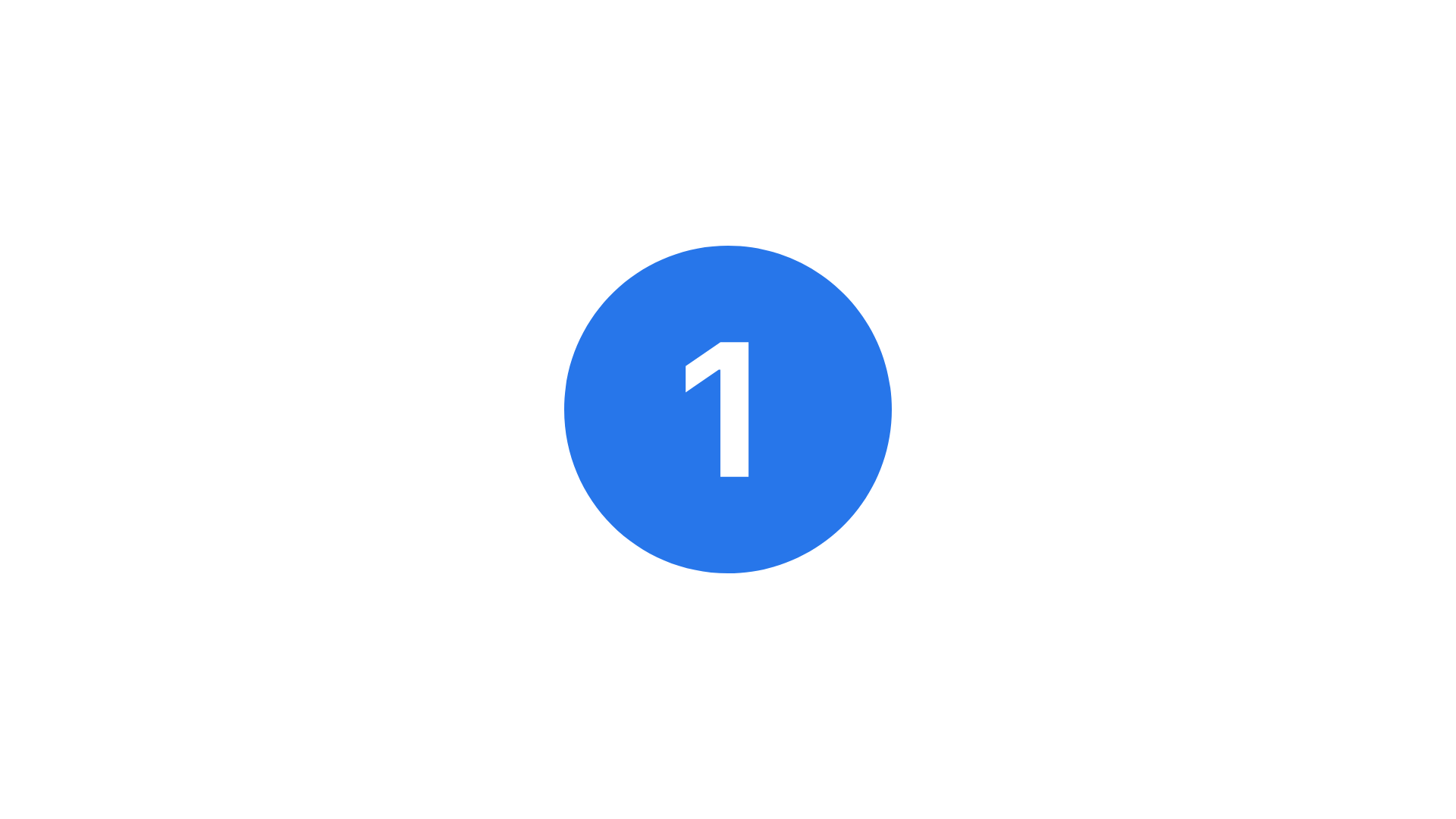 Number one icon with a blue circle and a white number 1 inside.