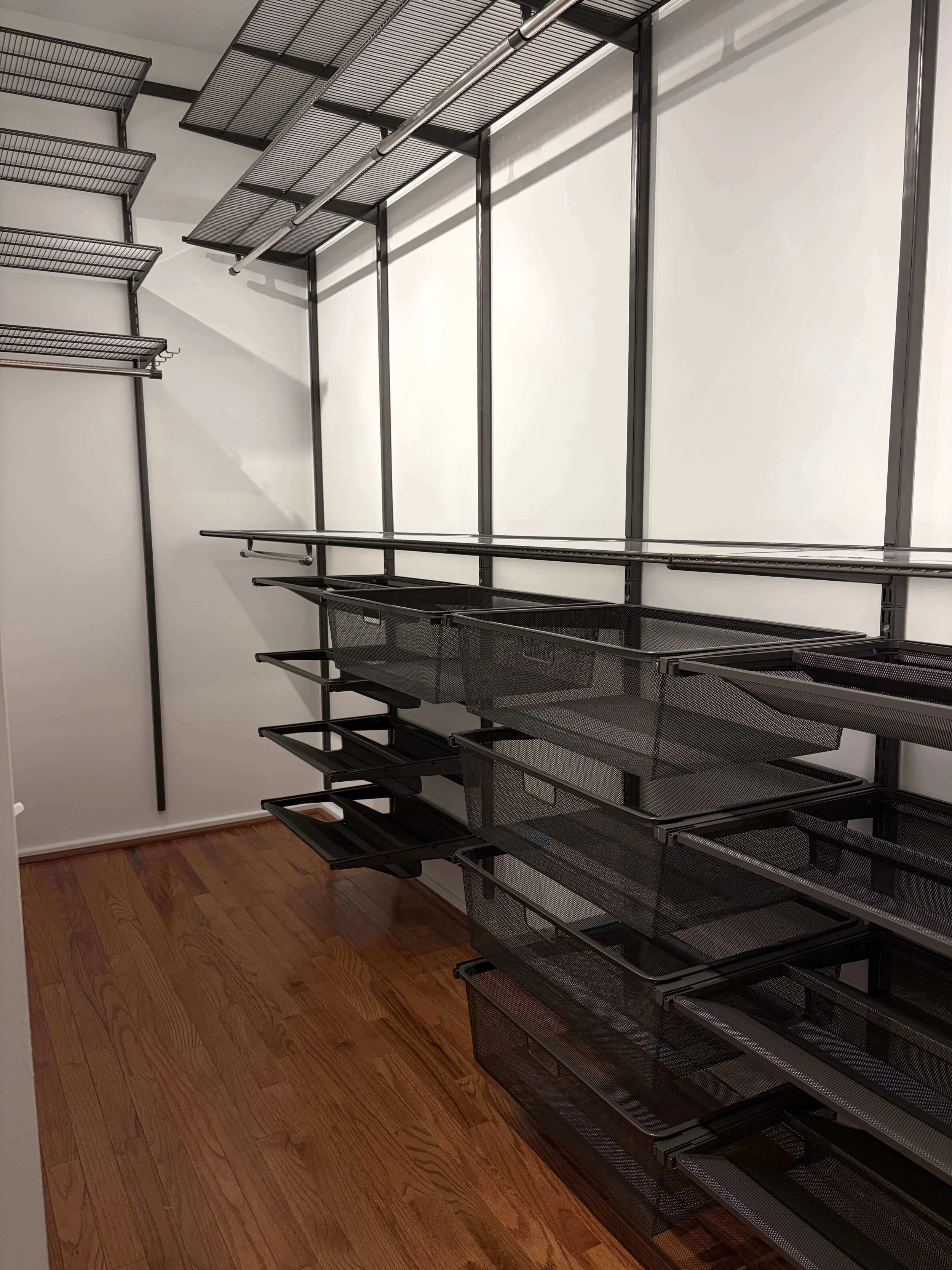 ELFA closet system installed in Oak Park closet by handyman