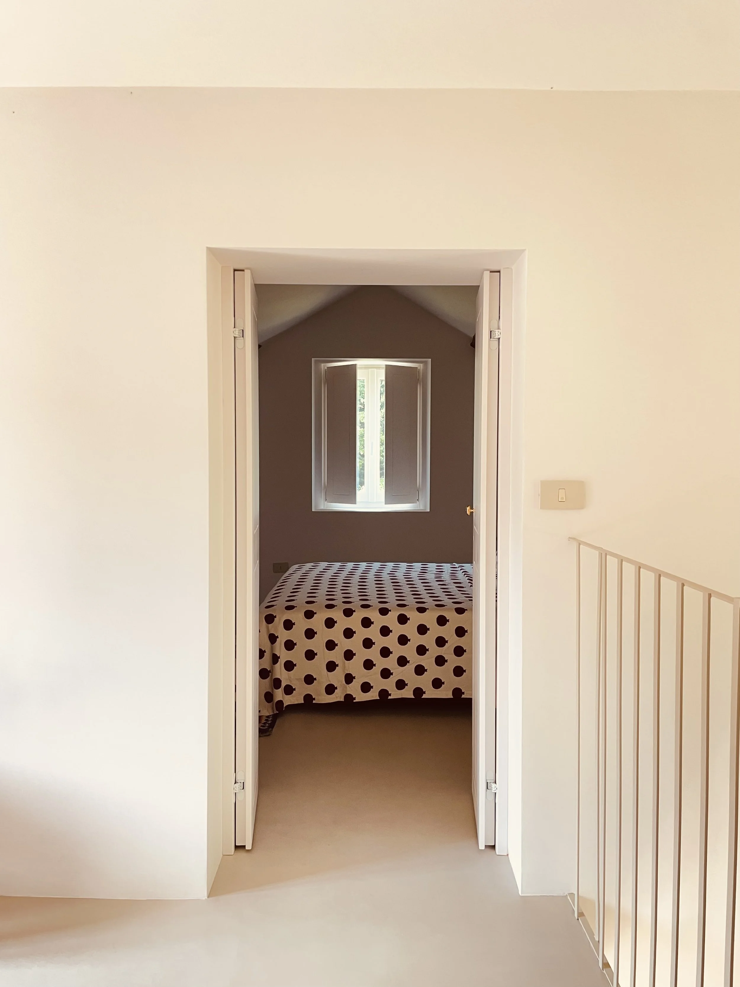 View into the Cielo Suite bedroom at Villa Oberti, a secluded private retreat in the Piedmont countryside