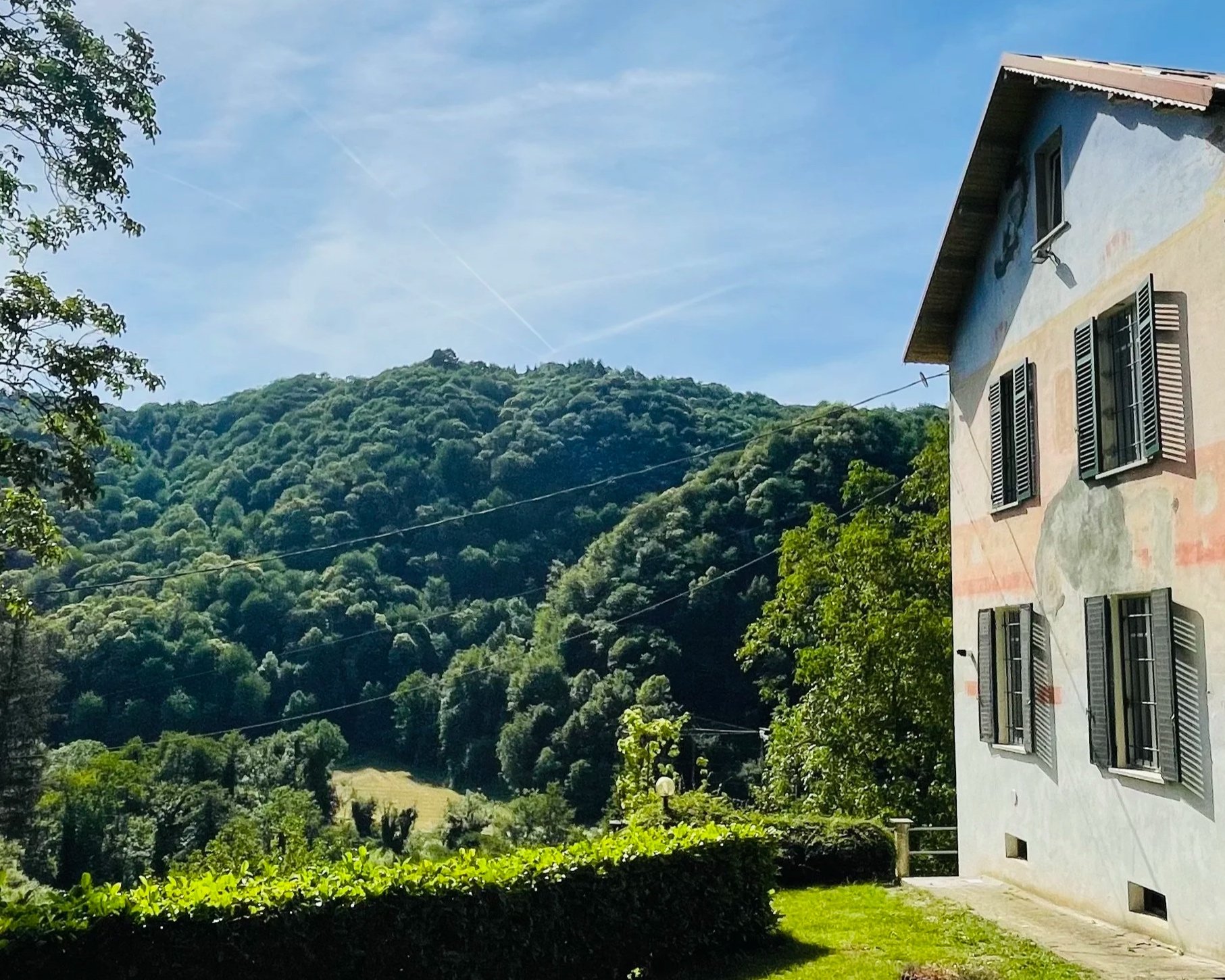 View across the Corsaglia Valley from Villa Oberti, a charming countryside stay in Piedmont