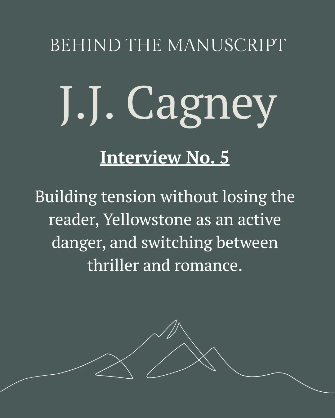 Behind the Manuscript | J.J. Cagney

@j.j.cagney&rsquo;s The Kill Line pulled me right in! J.J. layers the danger so well: there&rsquo;s the killer of course, but also the snow, the isolation, the animals, and the psychological pressure of being push