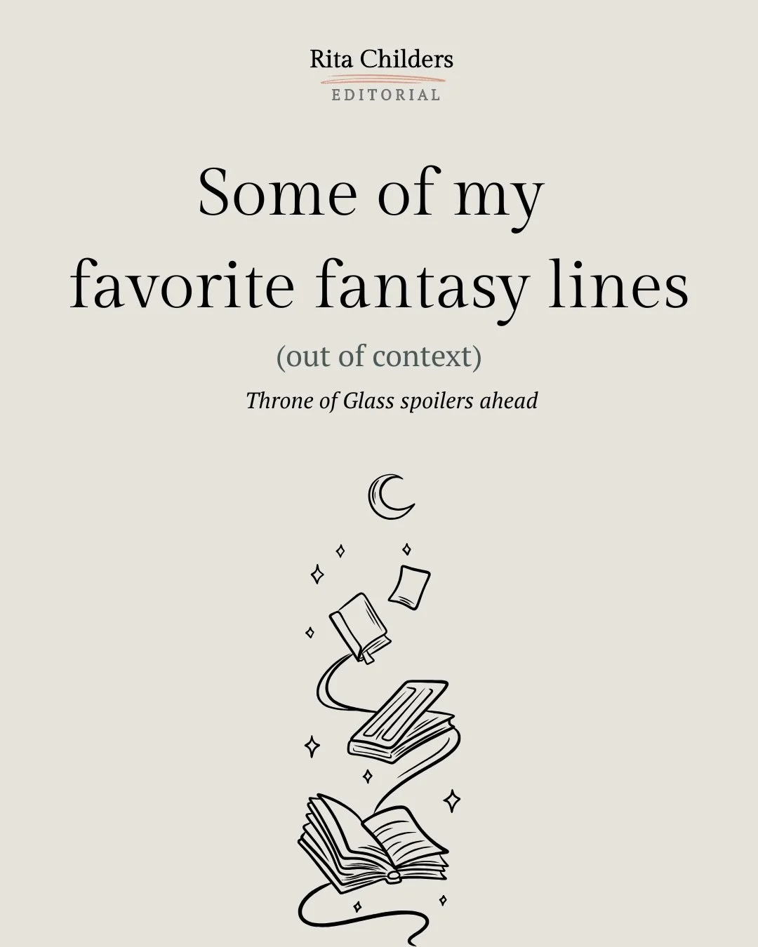 Favorite fantasy lines, out of context. 📖 IYKYK 
(Spoilers for TOG ahead!)

✨Here they are slide by slide with the book &amp; author: 

&ldquo;I am the sky and the power of every storm that has ever been. I am infinite.&rdquo;
-Fourth Wing by Rebecc