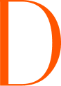 Letra D en color naranja sobre fondo blanco