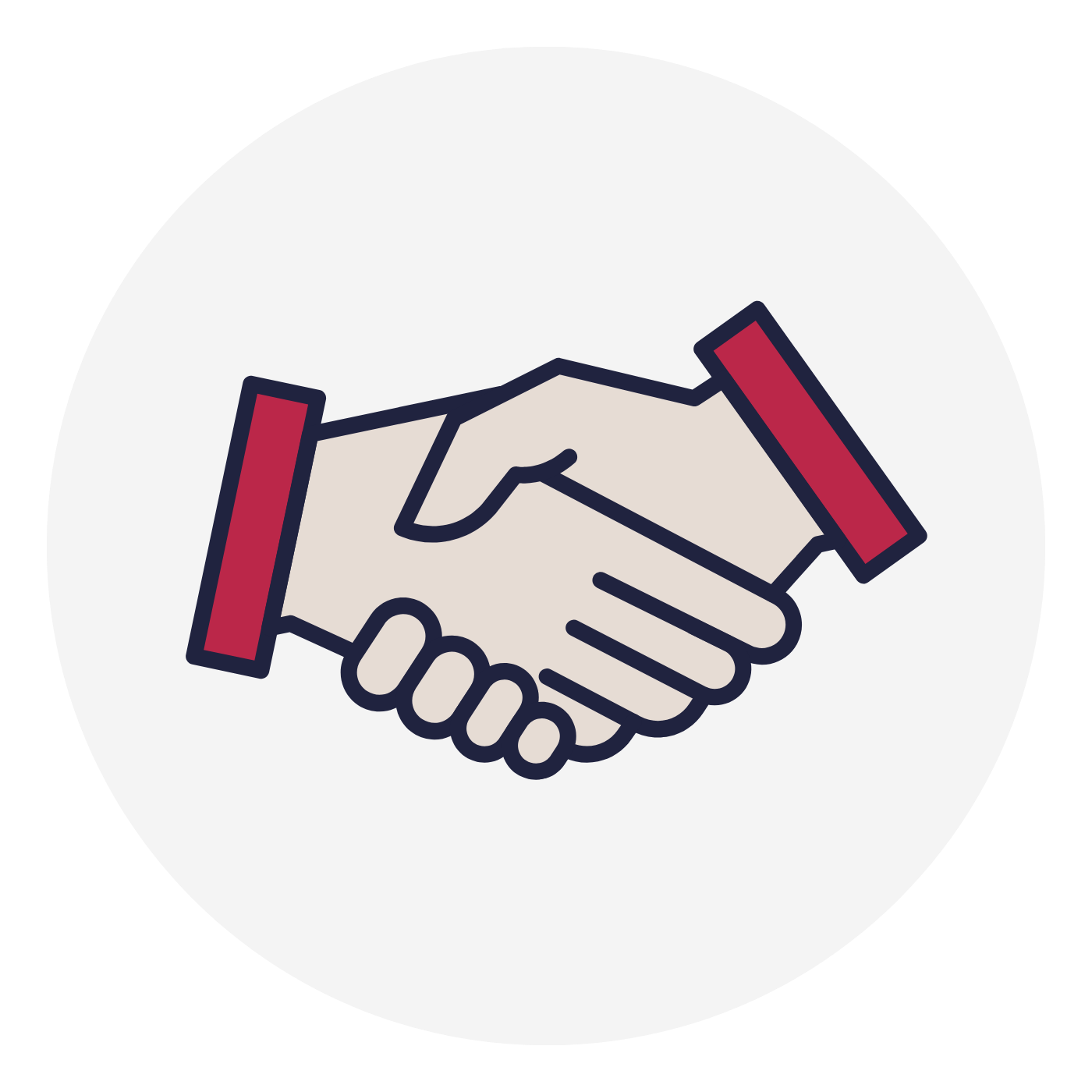 Illustration of two hands shaking, symbolizing agreement or partnership, with a white background.
