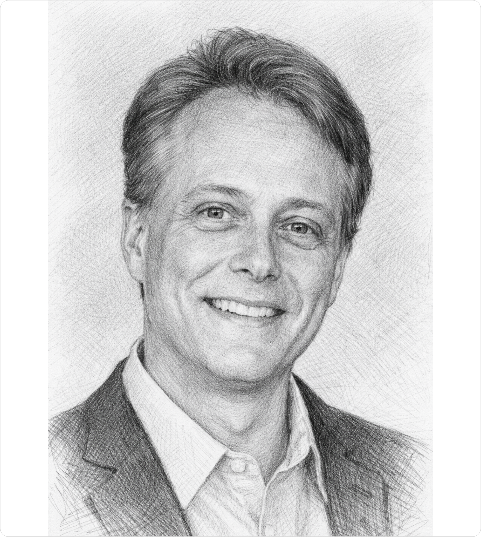 Pencil-sketch portrait illustration of Dan Levy, ManualShift team member