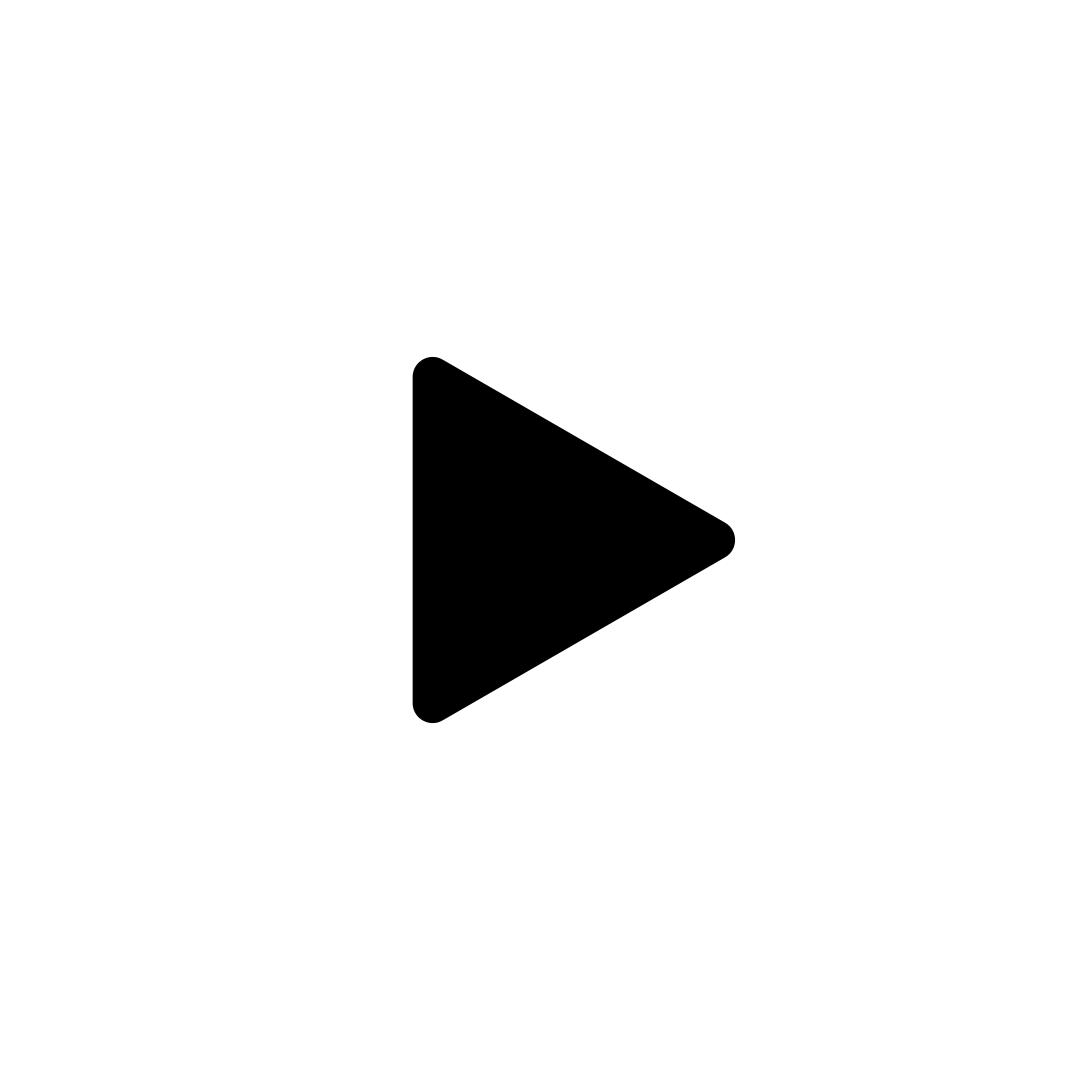 Black play button icon inside a white circle on a black background.