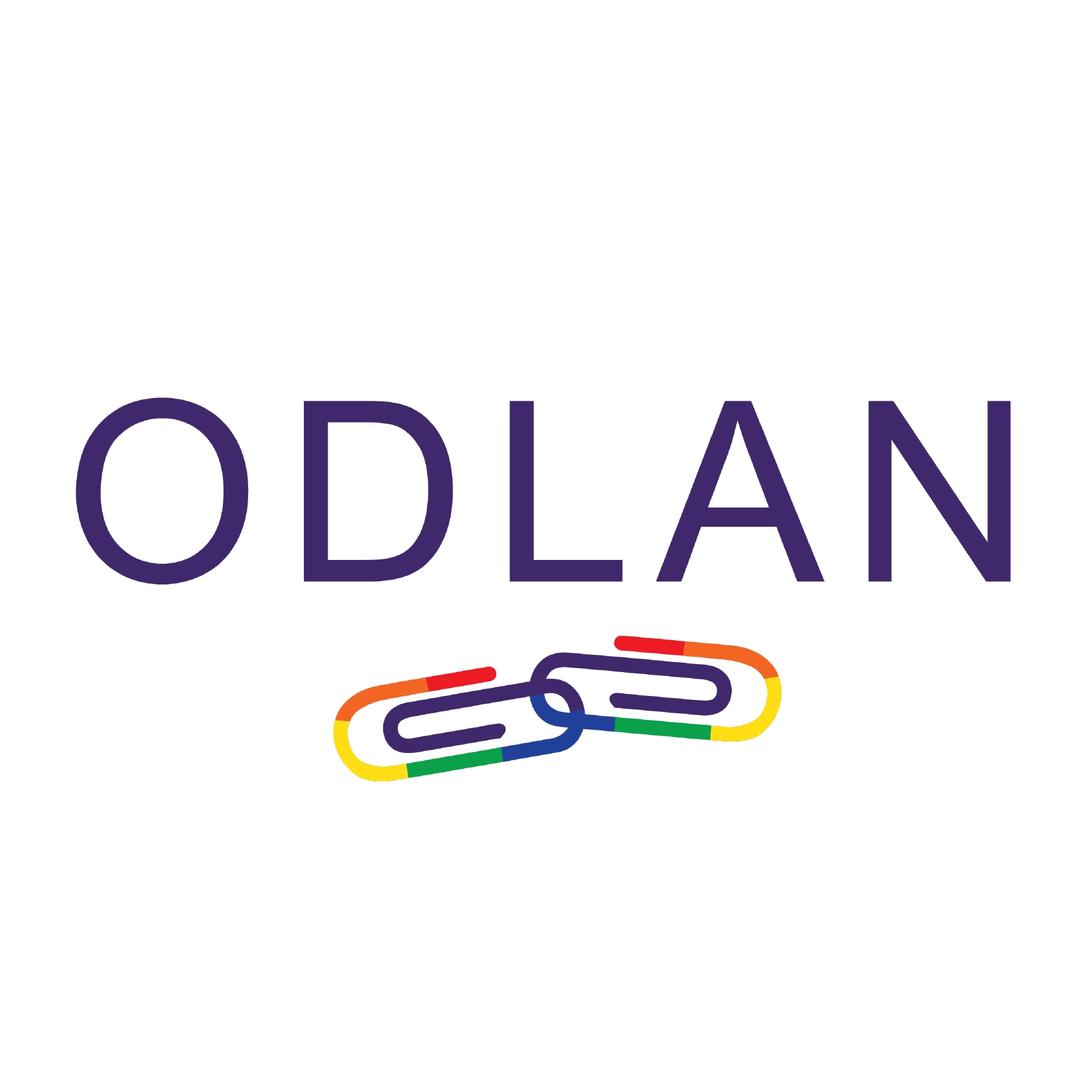 The logo includes the word 'ODLAN' in purple text and a colorful paperclip below it, including sections in yellow, green, blue, orange, and red.