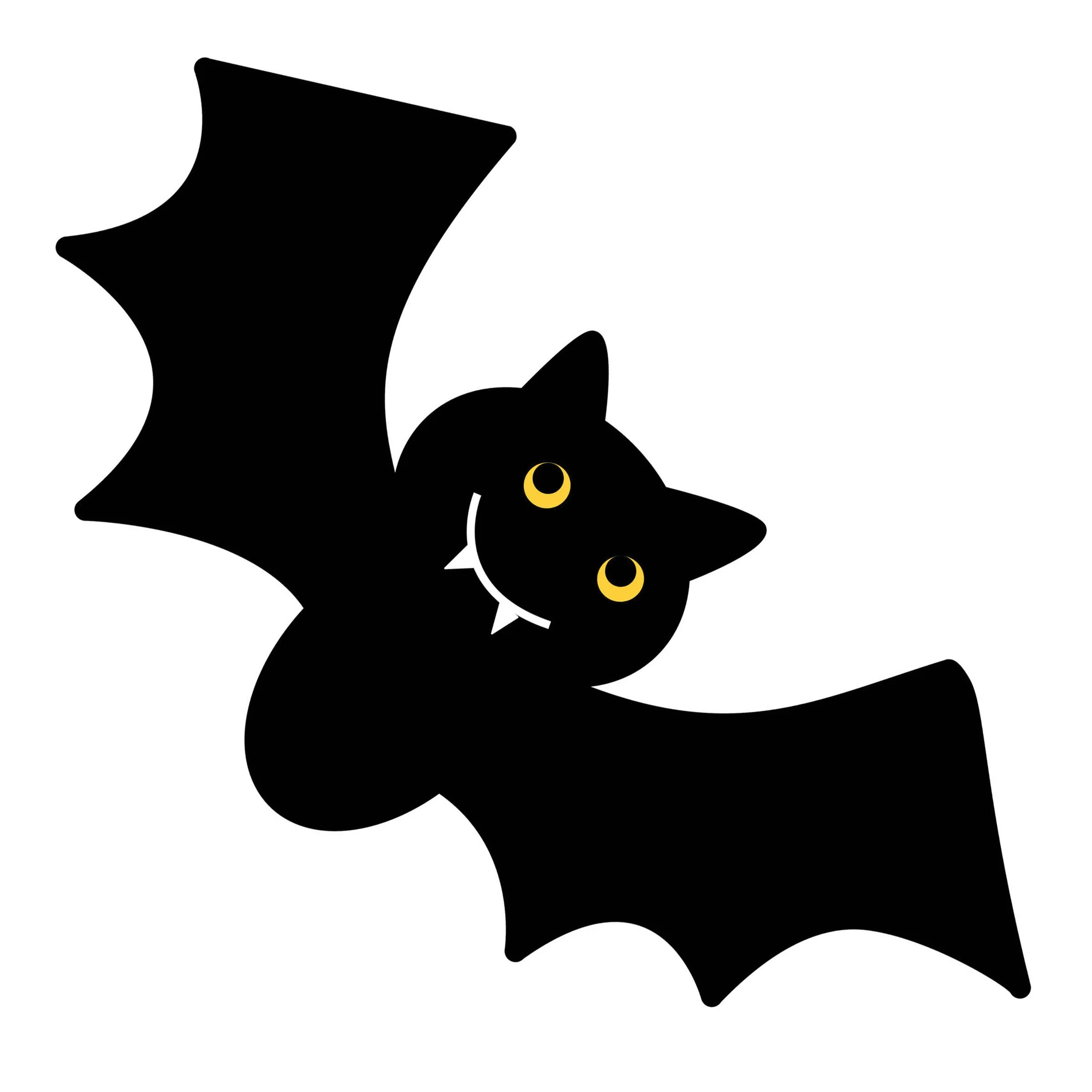 A black cat with yellow eyes lying on a white surface.