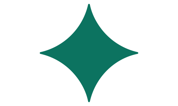 A green four-pointed diamond shape