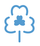 A digital illustration of a clover in blue.