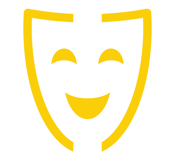 A yellow comedy mask