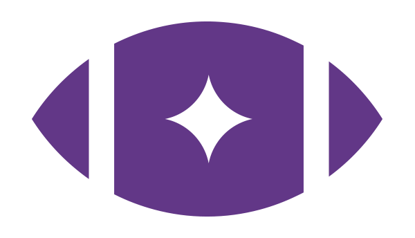 A digital illustration of a purple football with a diamond shape in the center
