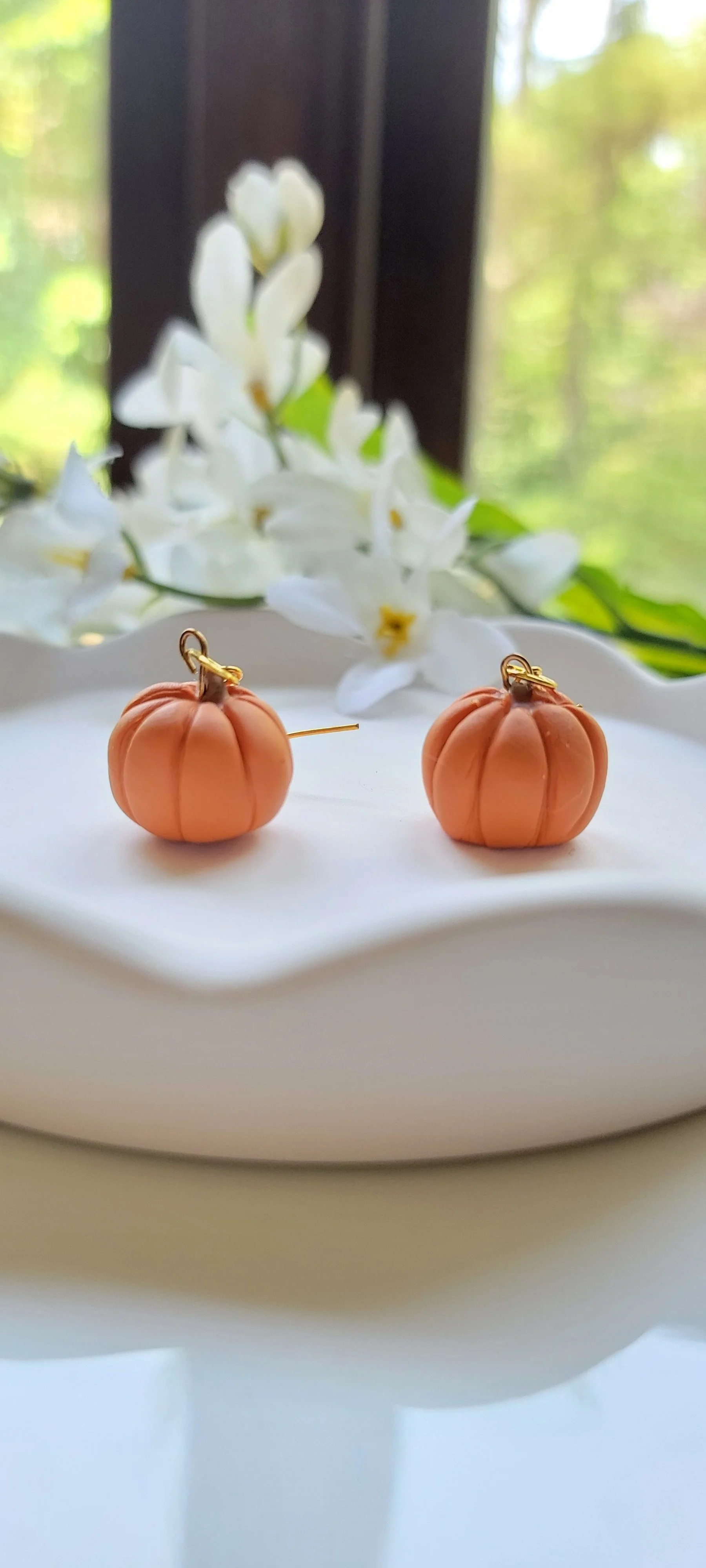 Whimsical Orange Pumpkin Earrings