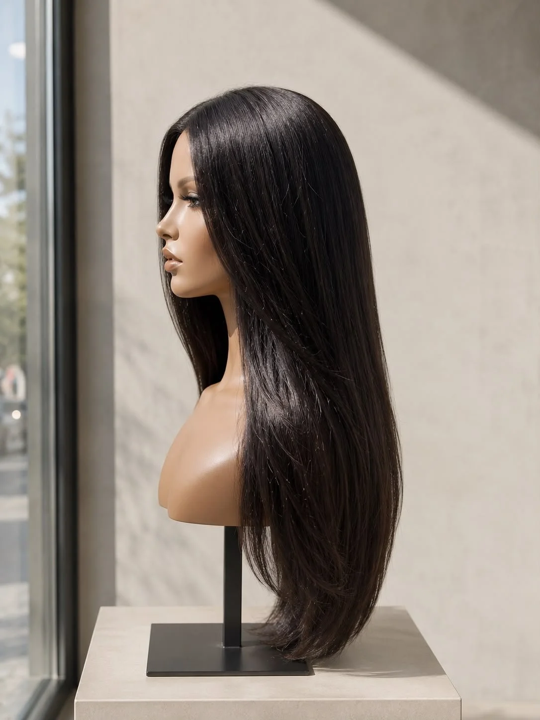 Peluca Lisa Premium 24" Negra Natural