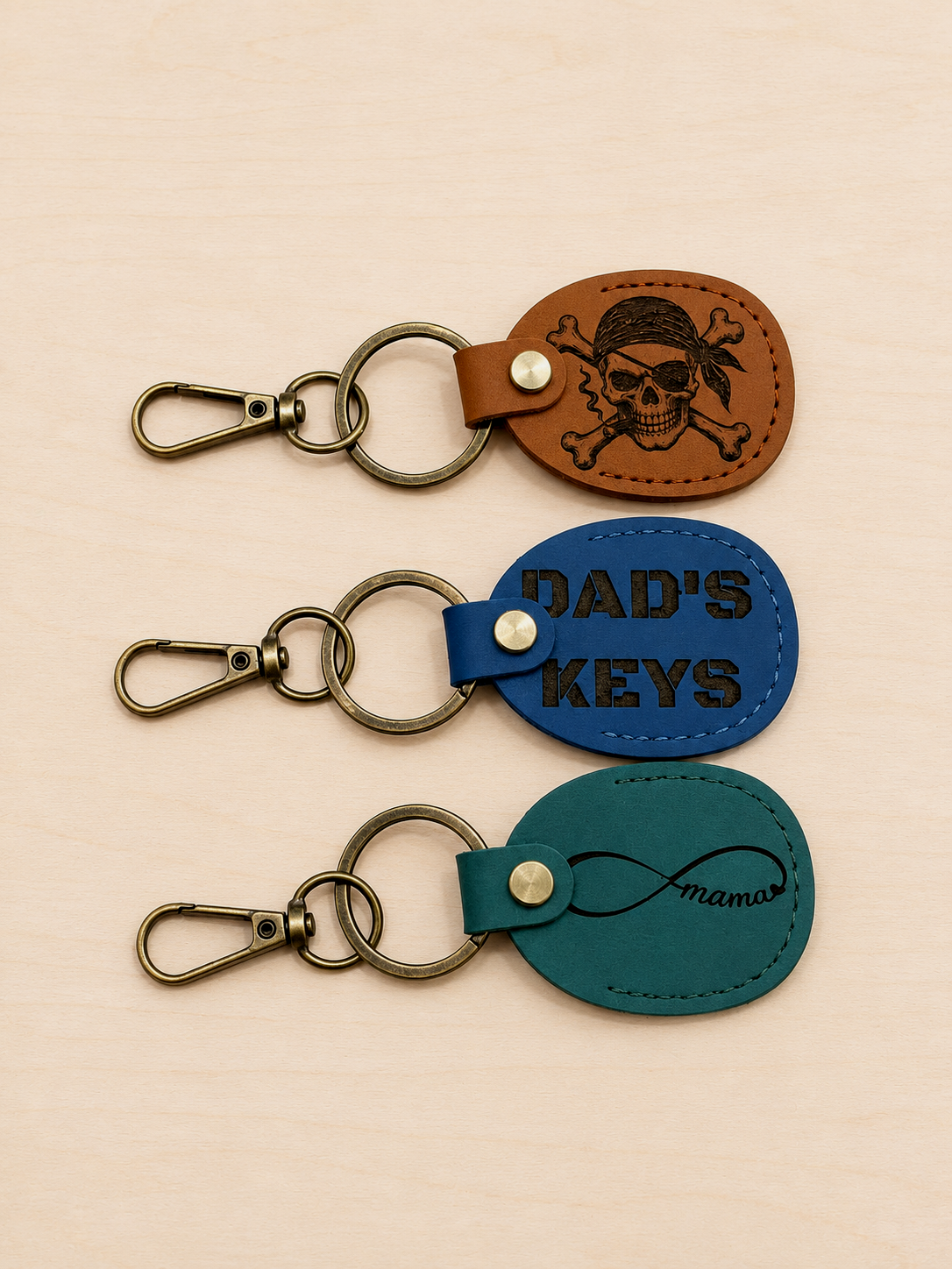 Personalized Crazy Horse Leather AirTag Key Holder