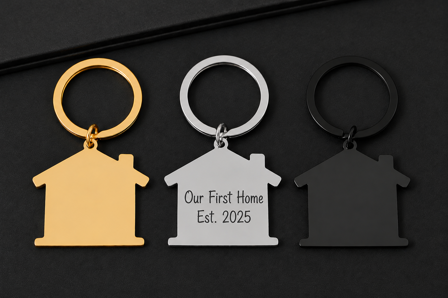 Stainless Steel House-Shaped Keychain