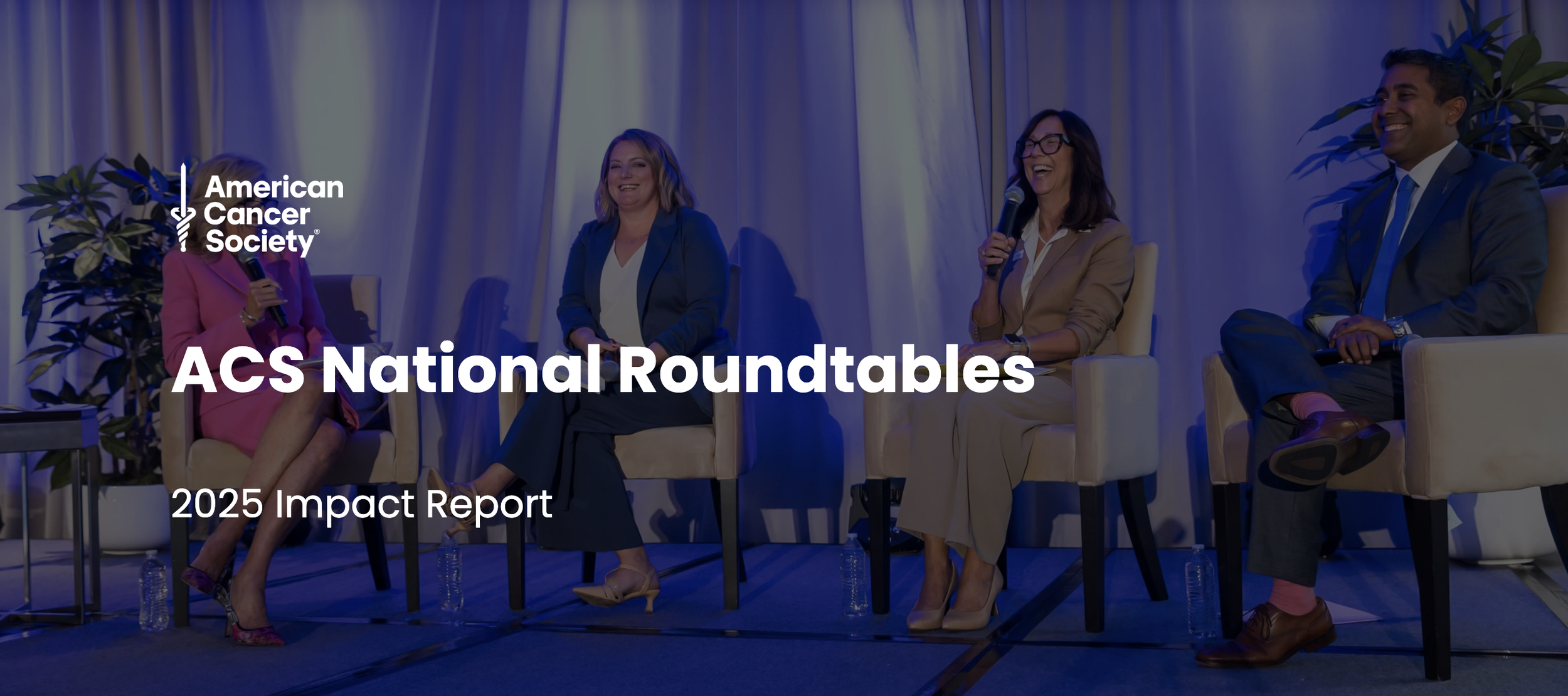Cover image for the 2025 ACS National Roundtables Impact Report, covering the coalition's work across breast, lung, colorectal, and cervical cancer roundtables. Project managed production.