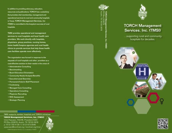 TMSI (TORCH Management Services, Inc.) brochure: brand materials for TORCH's hospital consulting subsidiary.