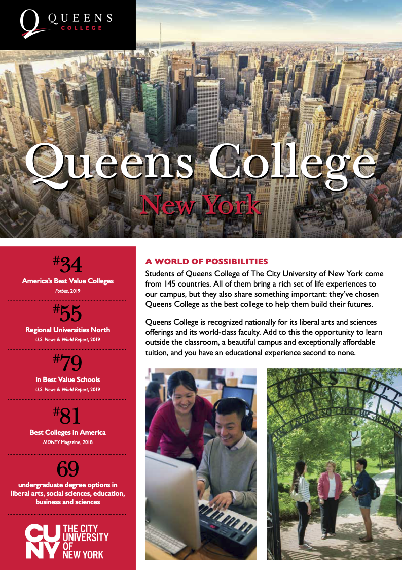 Queens College GSSP Location Flyer. Copy. Program managed production. Work directed. (4pp, A4, print and web)