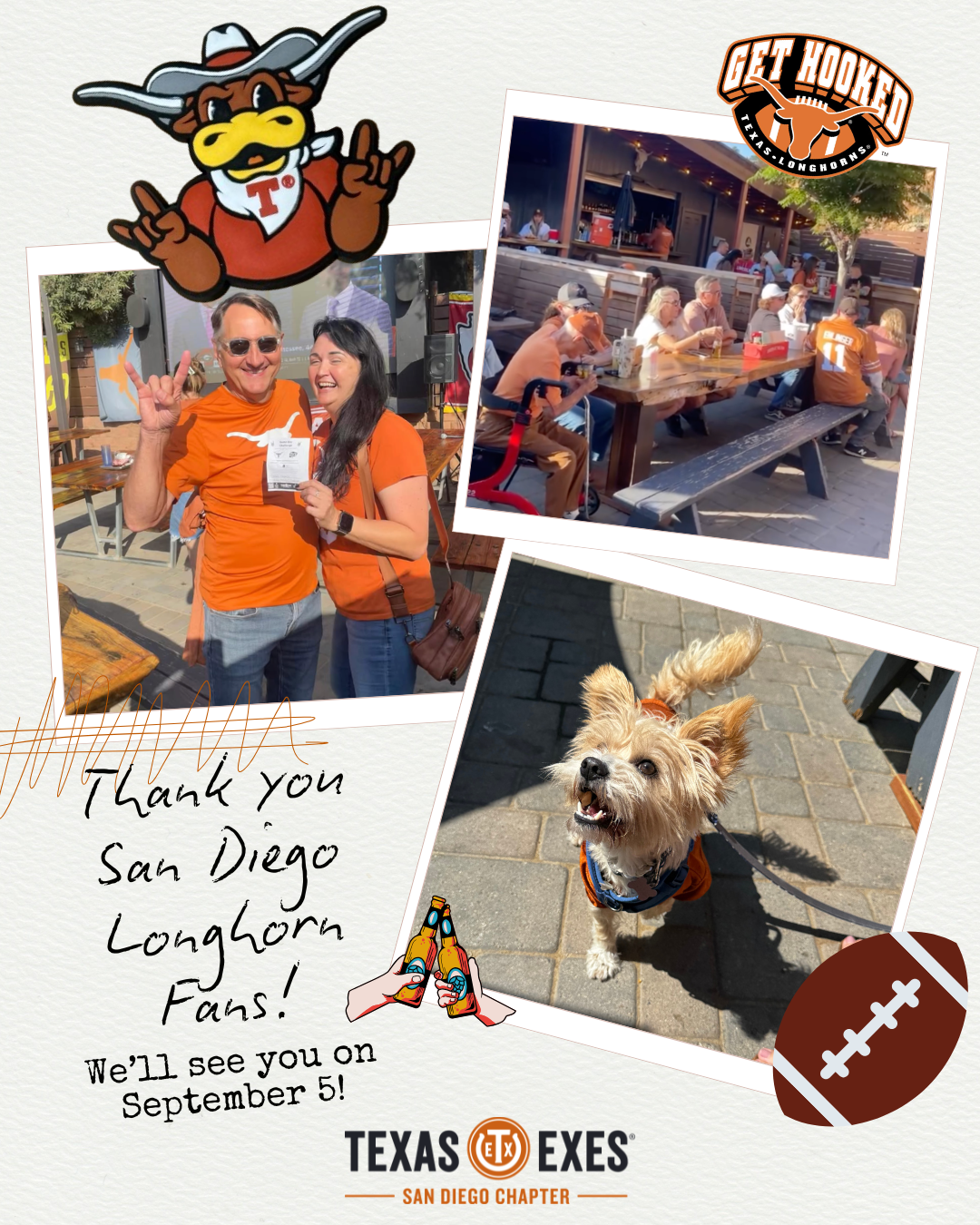 Post-event social graphic with chapter dog Maple. Social media content.