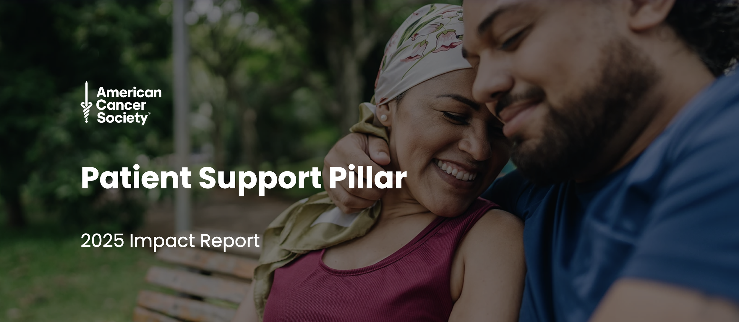 Cover image for the 2025 Patient Support Pillar Impact Report, covering Hope Lodge, Road To Recovery, and ACS CARES. Project managed production.