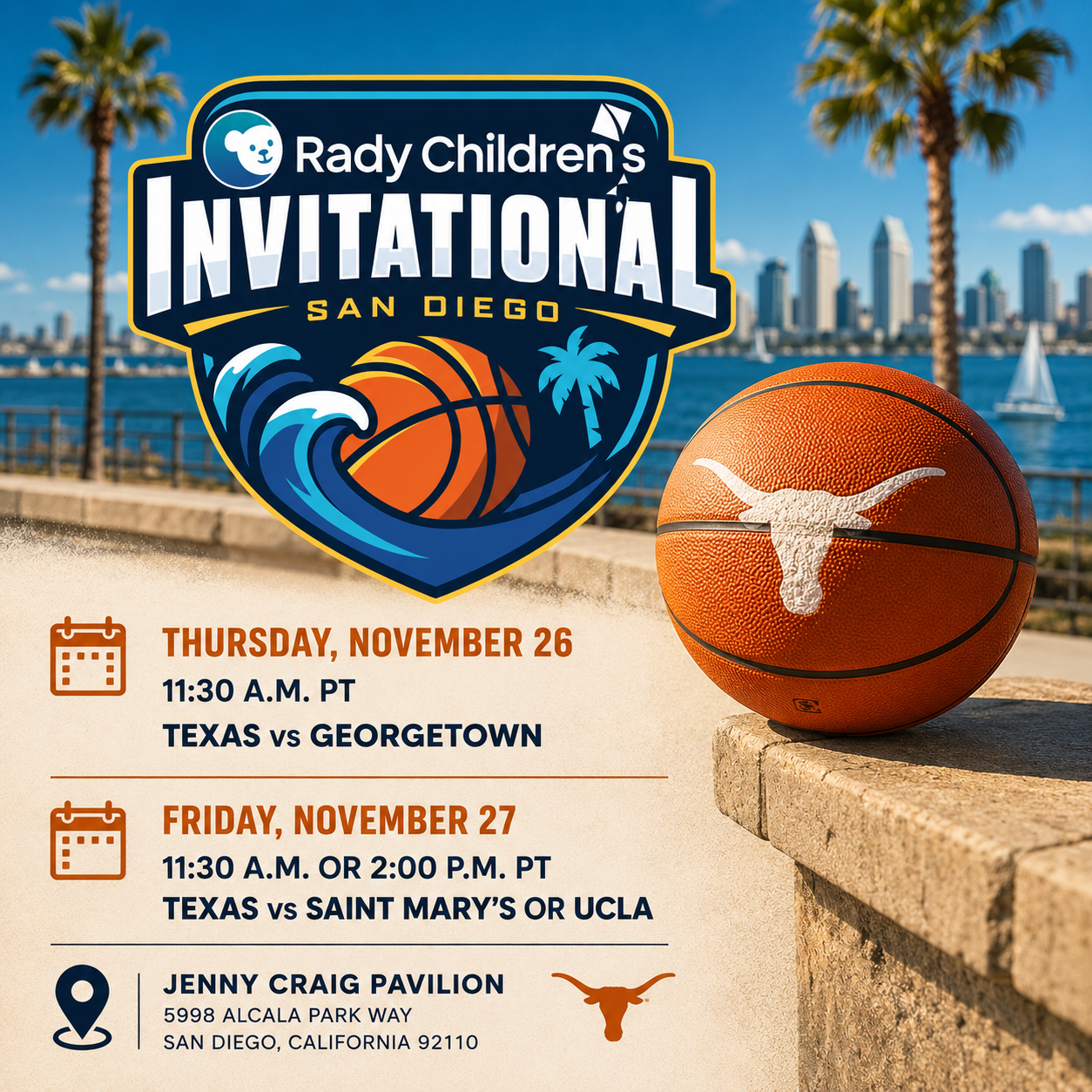 Graphic for the Rady Children's Invitational. Social media content.