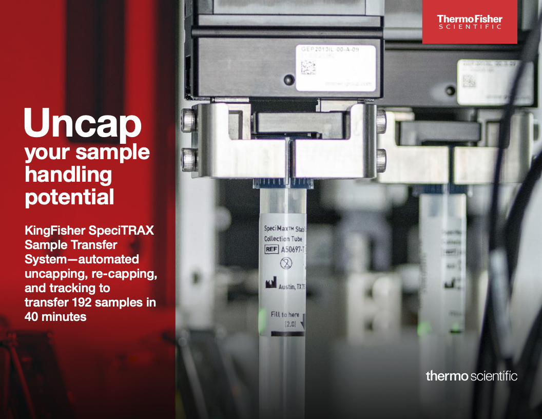 12-page product launch brochure for the SpeciTRAX A++ instrument, covering system overview, automated workflow, safety features, specifications, and ordering information. Program managed production. Creative operations.